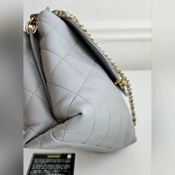 Chanel Gray Caviar Leather Top Handle Two-way Flap Bag - Picture 6 of 16